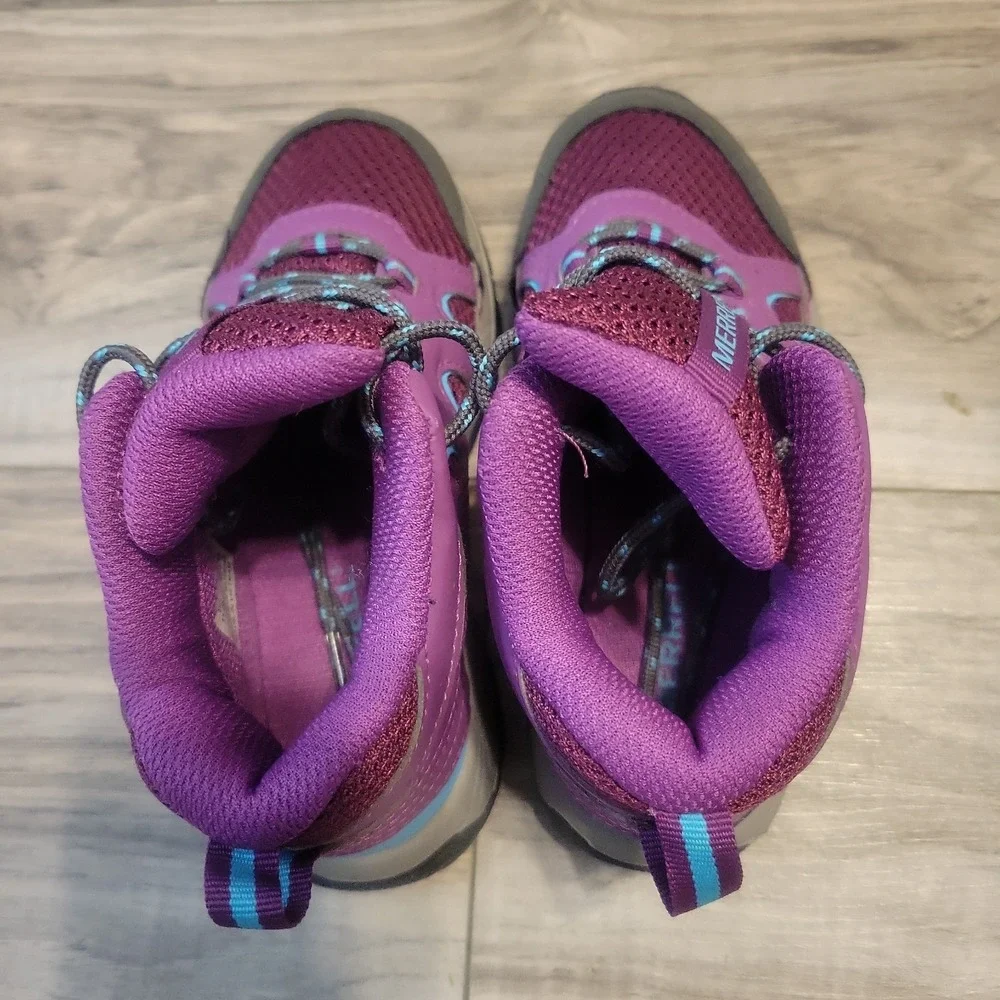 Merrell Kids Oakcreek Mid Lace Waterproof Hiking Sports Purple Boots 11M Purple